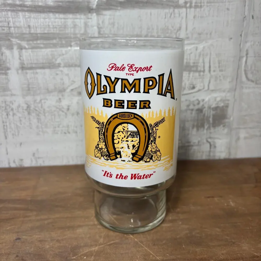Vintage Olympia Beer Good Luck Horseshoe Glass